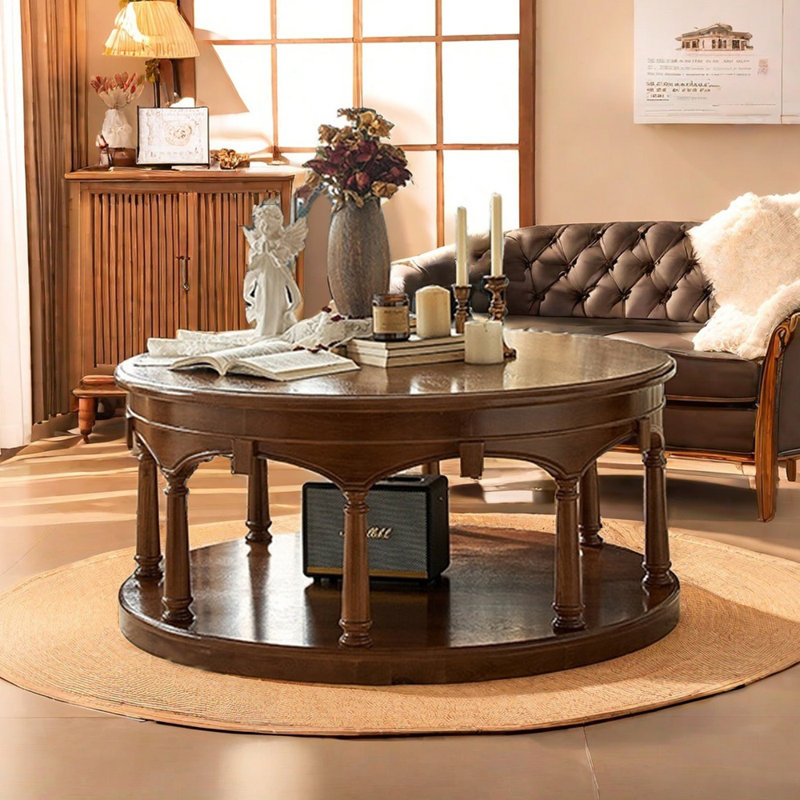 Retro Round Solid Wood Coffee Table